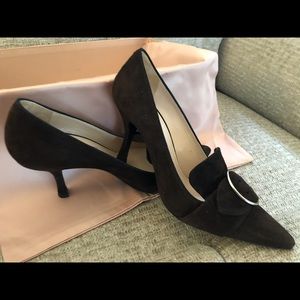 Prada dark brown suede heel 36/6